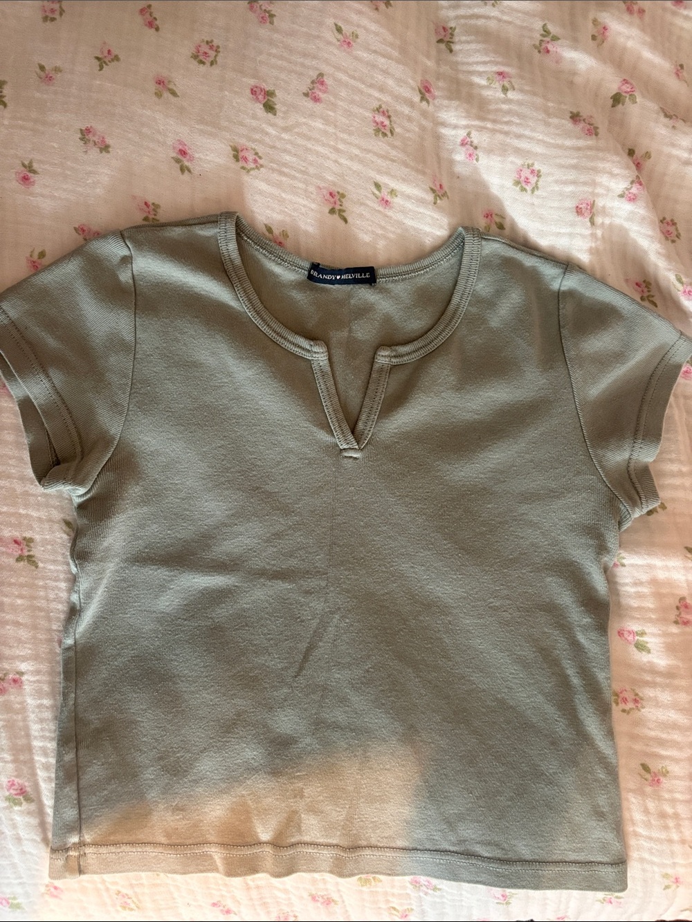 Brandy Melville Sage Green Short Sleeve Tee
